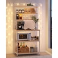 thumbnail image 4 of Coffee Bar, 31.5 Inches Bakers Rack for Kitchen with Storage, 6-Tier Kitchen Shelves with 6 Hooks, Microwave Stand, Industrial, Oak Colour and White, 4 of 8