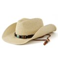 thumbnail image 2 of WOWSTYLE Cowgirl Hat for Women Men Western Wide Brim Straw Cowboy Hats Summer Sun Straw Cowgirl Cap, 2 of 7