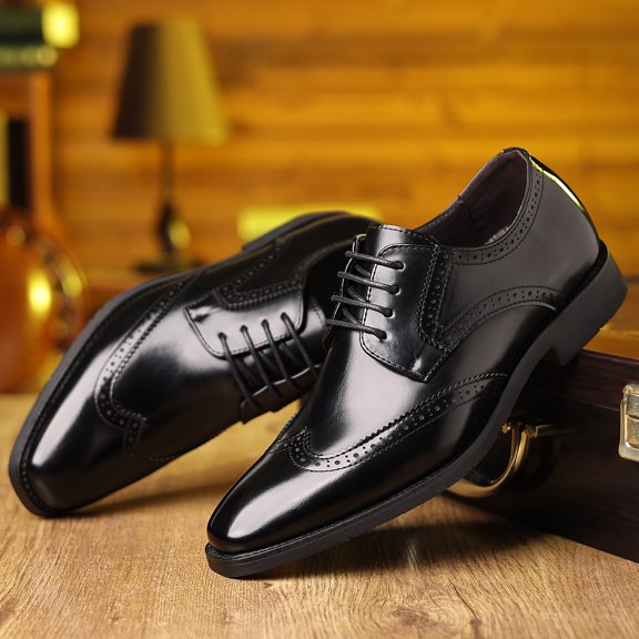 Men's Brogue Wingtip Formal Leather Dress Shoes Lace Up Non Slip Wedding Business Oxford Shoes