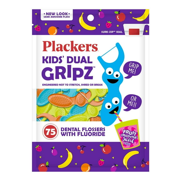 Flossers Plackers Kids con sabor a bayas silvestres, 75 unidades, paquete de 3