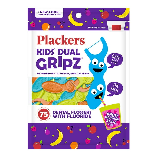Flossers Plackers Kids con sabor a bayas silvestres, 75 unidades, paquete de 3