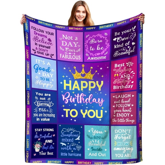 Birthday Gifts for Women Girls,Happy Birthday Blanket Unique Birthday Throw Blankets Birthday Present Gifts for Her Friend Mom Femal Sister Grandma Wife 50"X40"