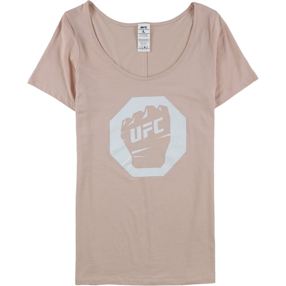 UFC Womens Fist Inside Glitter Logo Graphic T-Shirt, Pink, Small