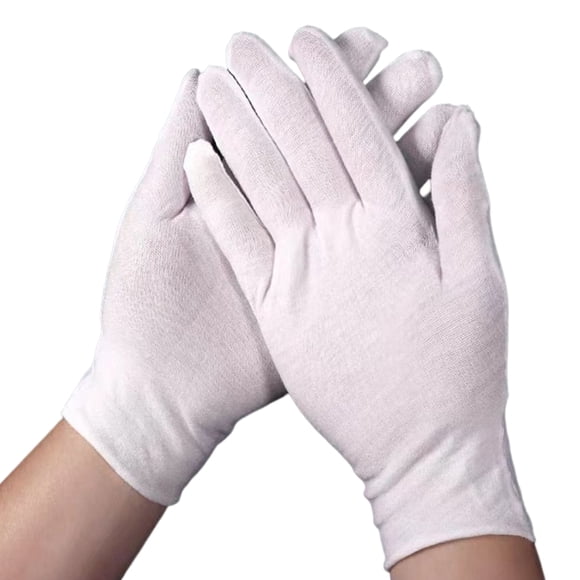 Sonducket 12 pares de guantes de algodón blanco para hombre, manopla de trabajo , guante para el cuidado de la piel para inspección, joyería, guantes y mitones medio y grueso XL