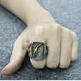 thumbnail image 5 of PAMTIER Men's Stainless Steel Vintage Punk Style Personality Sickle Feather Engraved Signet Ring Statement High Polished Ancient Silver Size 12, 5 of 6