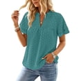 thumbnail image 2 of Pounoo Women's Ruffled Blouses V Neck Short Sleeve Double Layer Flutter Sleeve Tops Casual Lightweight Loose Fit Shirts Gift, 2 of 6