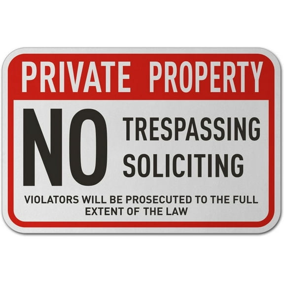 Vinyl Stickers - No Trespassing Soliciting Sign L9 - Safety and Warning Warehouse Signs Stickers - 3.5" x 5" - 3 Pack