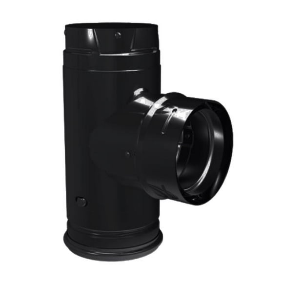 4 in. Dia. Pellet Vent Pro Single Tee with Clean-Out Tee Cap, Black