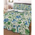 thumbnail image 3 of Quilts Twin-XL Size Bedding Set, Blue Green Botanical Lightweight Quilted Comforter, Spring Floral Summer Rustic Soft Reversible Bedspread Coverlet with Pillow Covers for All Season, 68" x 98", 3 of 7