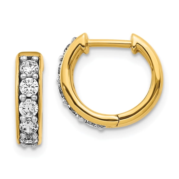 14K Lab Grown Diamond SI1/SI2, G H I, Hinged Hoop Earrings 14k Yellow Gold Earrings