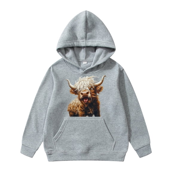 Girls Long Sleeve Cow Print Hooded Sweatshirt Soft Casual Pullover For Kids Girls and Toddlers' Pullover Hoodie Sweatshirt