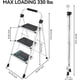 thumbnail image 4 of Escalera de Acero Plegable de 3 Peldaños con Bloqueo Automático Seguro, Diseño Antideslizante y Patas Protectoras de Suelo, Portátil y Compacta para Almacenamiento,, 4 of 4