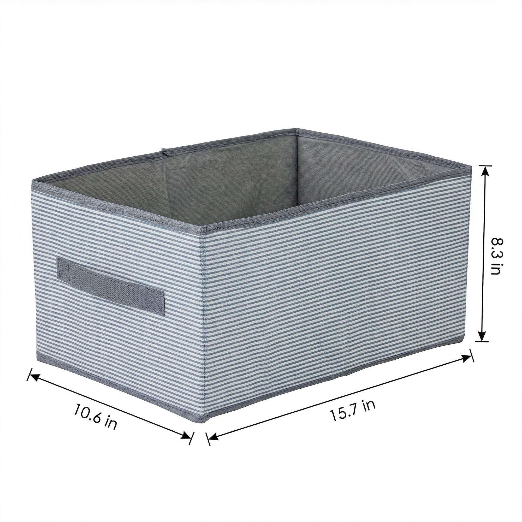 Unique Bargains 3pcs Fabric Storage Bin with Stripe Grey 15.7*10.6*8.3in