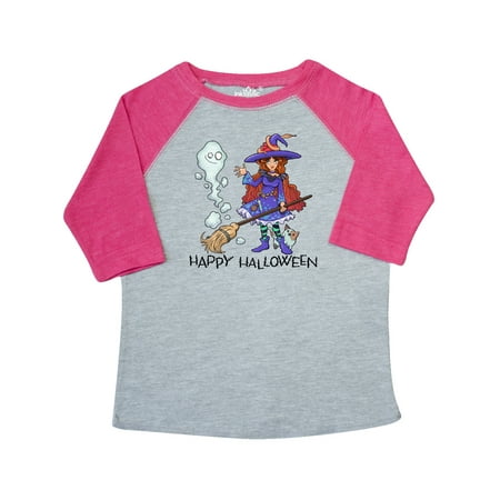 

Inktastic Happy Halloween Cute Witch with Patchwork Cat and Ghost Gift Toddler Boy or Toddler Girl T-Shirt