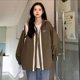 thumbnail image 3 of Chaquetas para mujer, estilo coreano, chaquetas de béisbol holgadas, cuello alto liso, ropa de trabajo, cárdigans, abrigos vintage de manga larga, blusas para mujer, 3 of 4