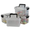 thumbnail image 1 of Teyyvn Plastic Mini Latch Box, Storage Bin with Locking Lids(Pack of 4, 2 L, Clear), 1 of 4