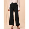 thumbnail image 4 of INSPIRE CHIC Pantalones Palazzo Casuales Rectos Sueltos Con Panel De Encaje De Longitud Completa Para Mujer Negro S, 4 of 6