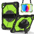 thumbnail image 2 of ELEHOLD Rugged Hybrid Case for iPad 11th Gen (A16) 2025 11-inch,with Built-in Kickstand 360° Rotating Handstrap Pencil Holder Crossbody Shoulder Strap Shockproof Heavy Duty Case,Black/Green, 2 of 10