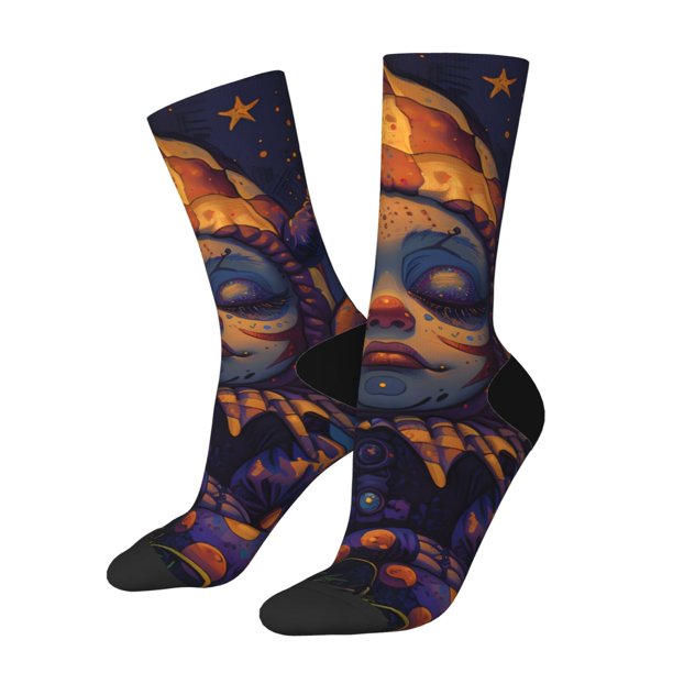 Balery Dreamy Jester Under Stars Calcetas Largas con Estampado para Hombre y Mujer – Suaves y Transpirables, Talla Única (US 5-11)