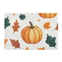 Yayeee Bath Rugs for Bathroom Floor Non Slip Non Skid Rectangle Soft Absorbent Pumpkins Leaves Patten Machine Washable Mat