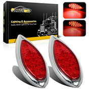 2PCS Red 35 LED Chrome Tear Drop Truck Trailer Stop Turn Brake Tail Lights Sealed w/High Low Brightness