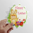 thumbnail image 1 of Happy Easter Bunny niño amarillo huevo cultura Calcomanías solares de vinilo, 1 of 3