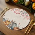 thumbnail image 5 of Fall Round Placemats Set of 4 Rabbit Pumpkin Place Mats Thanksgiving Woven Placemat Pink Floral Leaves Linen Circle Braided Table Mat for Kitchen Dining Table Autumn Party Home Decor 15 Inch, 5 of 9
