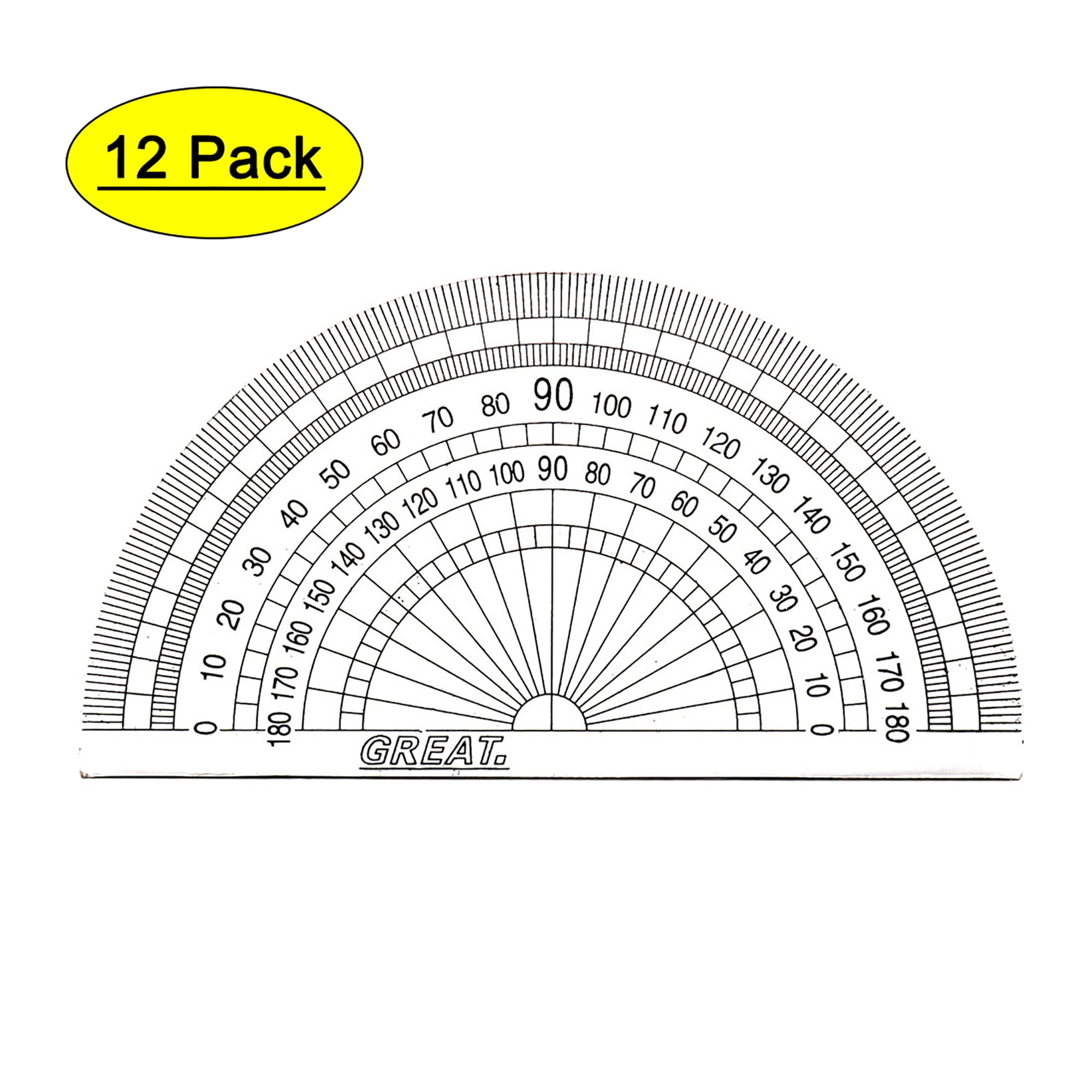 1Pcs Plastic Protractor 180 Degrees Clear Student Measur Math Set E8Y0 4" O8M0 