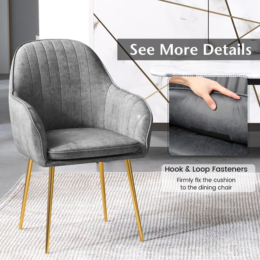 Finihen Modern Living Dining Room Accent Arm Chairs, Accent Upholstered Arm Chair with Steel Gold Legs, Set of 2, for Bedroom, Living Room, Dining Room, Gray Finihen Modern Living Dining Room Accent Arm Chairs, Accent Upholstered Arm Chair with Steel Gold Legs, Set of 2, for Bedroom, Living Room, Dining Room, Gray