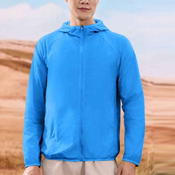Nmnitkp Men's UPF 50 Sun Protection Jacket Full Zip Lightweight Hoodie Summer Shirts for Hiking Fishing Outdoor