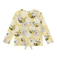 thumbnail image 5 of Xoenoiee Bee Daisy Honeycomb Print Girls T Shirt Basic Long Sleeve Blouse Casual Tee Lightweight Tunic Tops Outfits Fall Clothes with Tie Front, 9-10 Year, 5 of 7