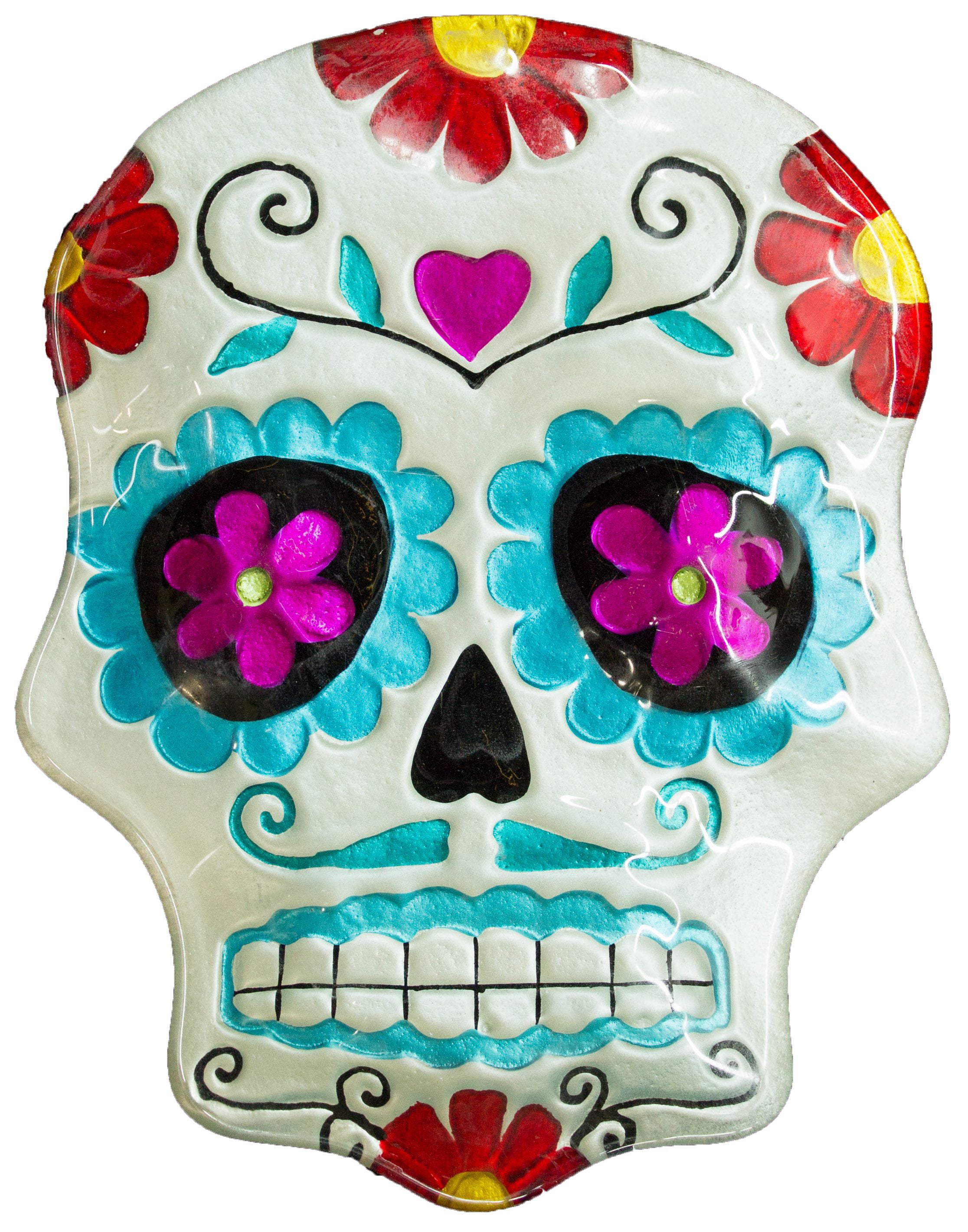 Halloween Decor - 10 Inch Day Of The Dead Sugar Skull Ceramic Serving ...