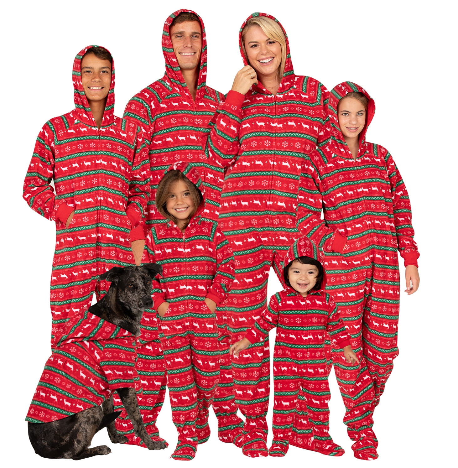 Footed Pajamas - Family Matching Classic Xmas Hoodie Onesies for Boys ...