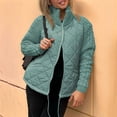 thumbnail image 6 of Winter Women Warm Knit Patchwork Puffy Jacket Casual Stand Neck Long Sleeve Jackets with Zipper Lake Blue XL, 6 of 7