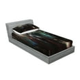 thumbnail image 2 of Ambesonne Fantasy Fitted Sheet & Pillow Sham Set, Dark Forest Robots, Twinxl, Blue Red, 2 of 2