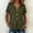 Army Green, variant on Women's Split V Neck Button Front Short Sleeve Blouse Deep Moss Tone Solid Lightweight Linen Casual Daily Wear Top Gray S