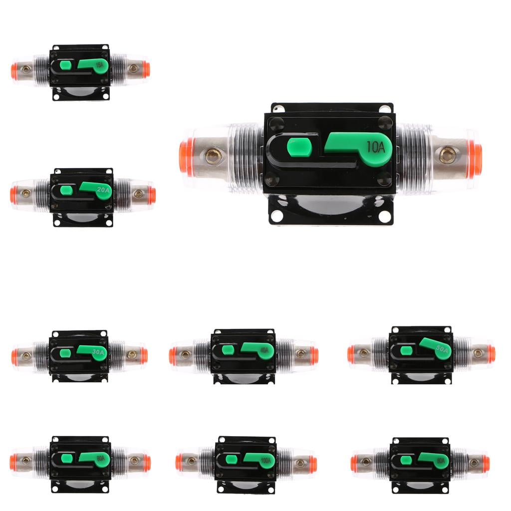 Wzmzjy 12V-32V DC 10 Amp Car Audio Inline Circuit Breaker Reset Fuse Holder for Stereo