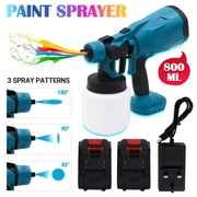 600W High Pressure Cordless Paint Sprayer Electric Airless HVLP Gun 800ML Spraying Painting Tools with 3 Nozzles 2 Batteries