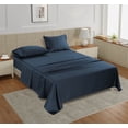 thumbnail image 1 of Casa Platino Sábanas Tamaño Queen – Juego de Sábanas 100% Algodón de Grapa Larga de 450 Hilos, Acabado de Satén Suave y Sedoso, Bolsillo de 15" de Profundidad, Ropa de Cama de Fácil Cuidado – Azul Finca, 1 of 6