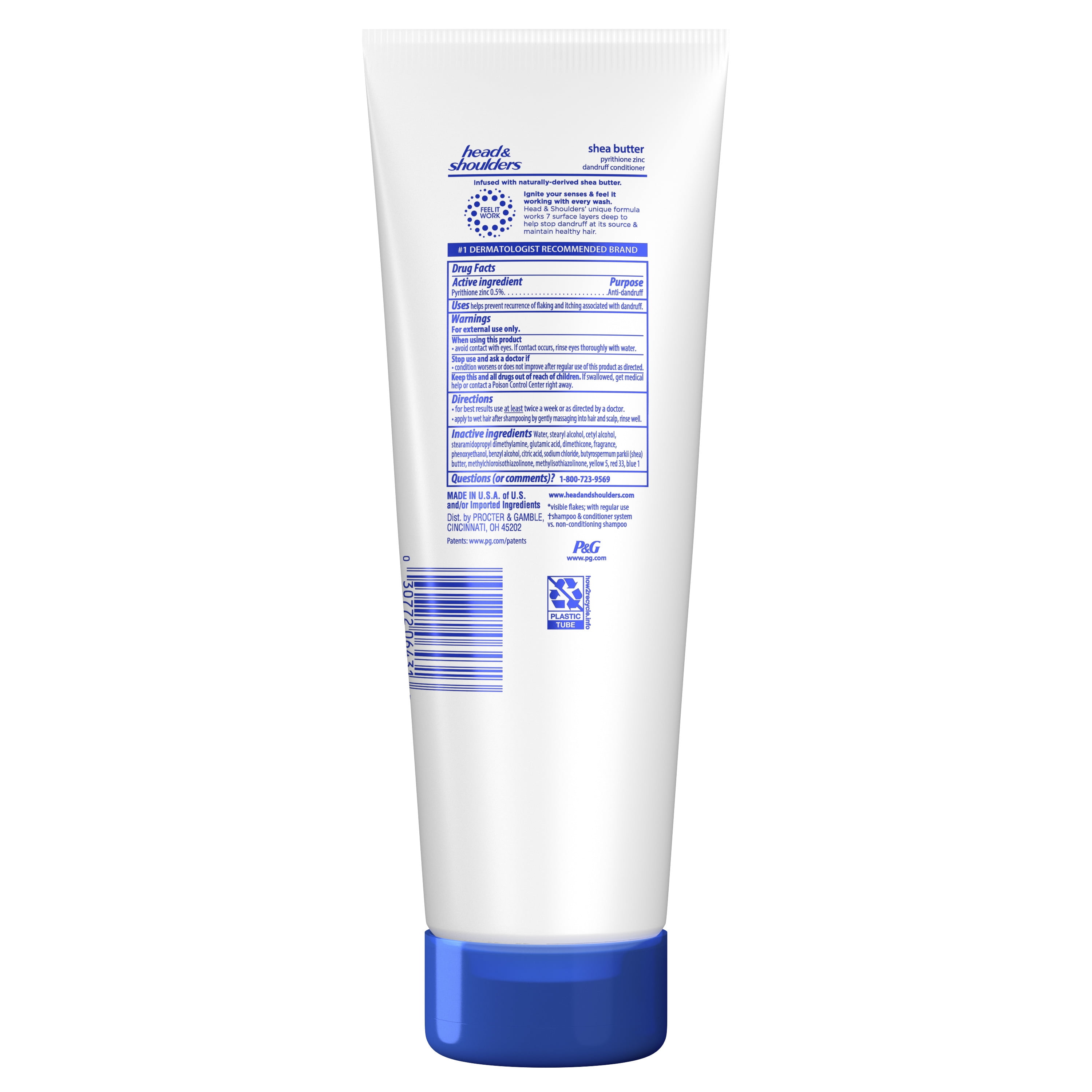 (3 pack) Head & Shoulders Dandruff Conditioner Cream, Shea Butter, 10.9 fl oz