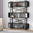 thumbnail image 1 of Tribesigns 5-Shelf Bookshelf with Metal Wire, Modern Industrial Bookcase Display Shelf Storage Organizer with Metal Frame for Home Office, 47.2 L x 9.4 D x 71 H (Black), 1 of 7