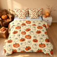 thumbnail image 2 of Homewish Funny Pumpkin Lantern Twin Bedding, Happy Halloween Bedding Comforter Set, Beige Orange Black, Gray Reversible 7pcs, 2 of 7