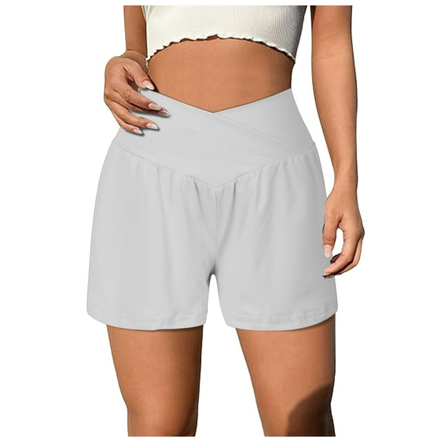 Shorts de Course Taille Haute pour Femmes Doublés en Polyester Coton pour Entraînement Physique