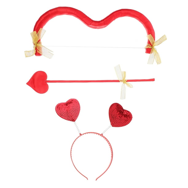 1 juego de diadema con arco y flecha de Cupido, disfraz de Cupido para San Valentín, accesorio para fotos de Cupido, accesorio de cosplay de Cupido, arco y flecha de Cupido, disfraz de Cupido