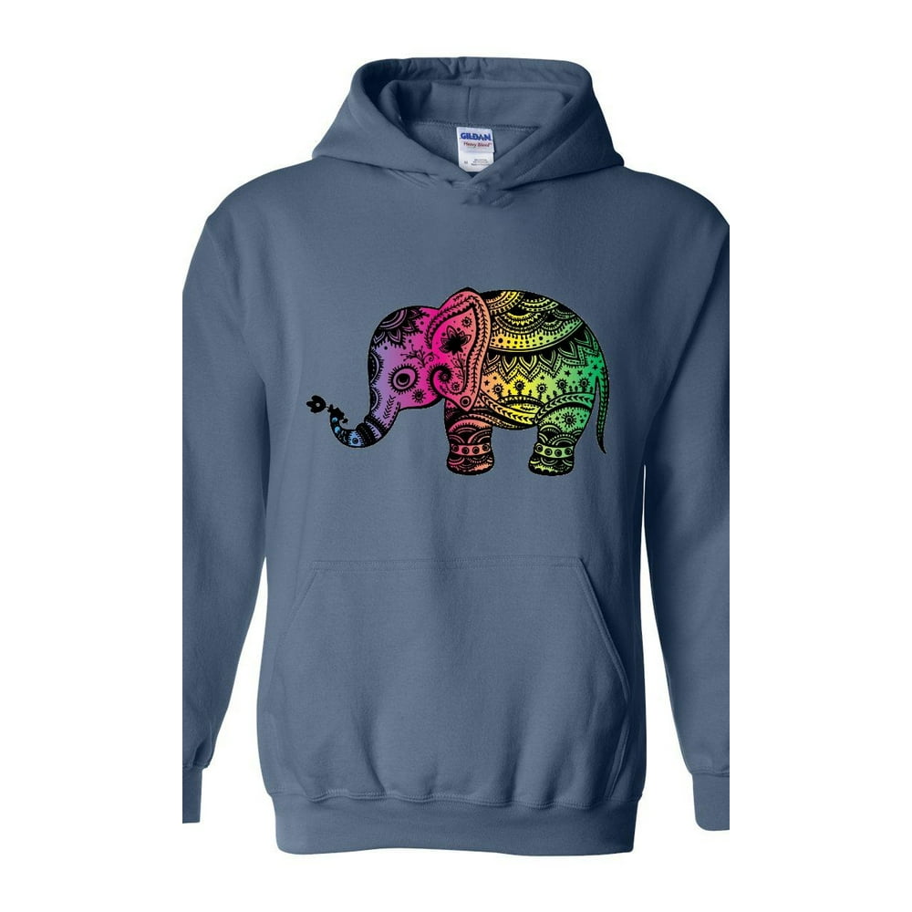 IWPF Unisex Colorful Happy Elephant Hoodie Sweatshirt