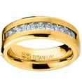 thumbnail image 3 of Men's Titanium Wedding Band Engagement Ring 9 Large Cubic-Zirconia Goldtone, 3 of 4