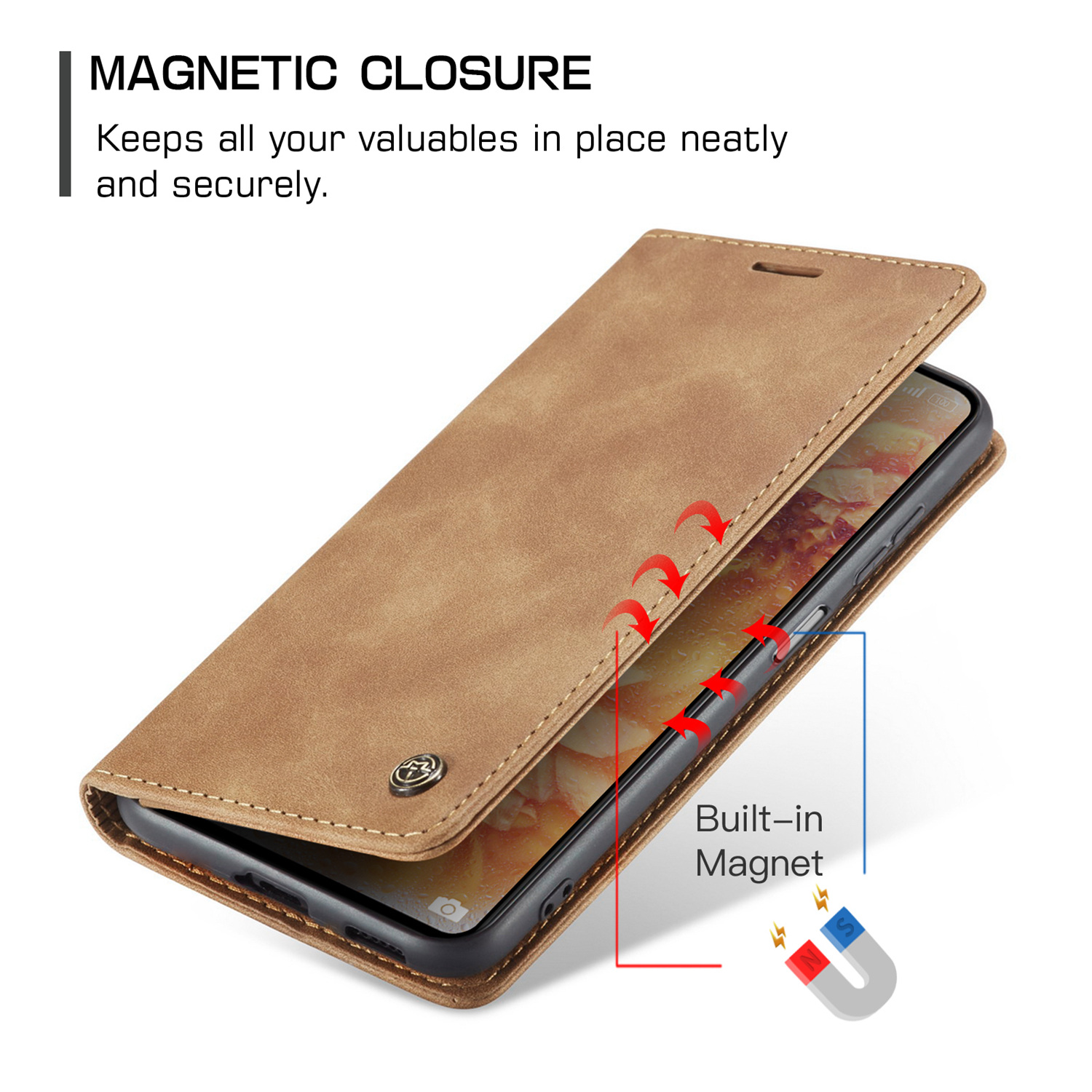 ETFAST Leather Wallet With Card Holder Zipper Phone Case For Xiaomi Poco X5 Pro High Quality Leather Phone Case