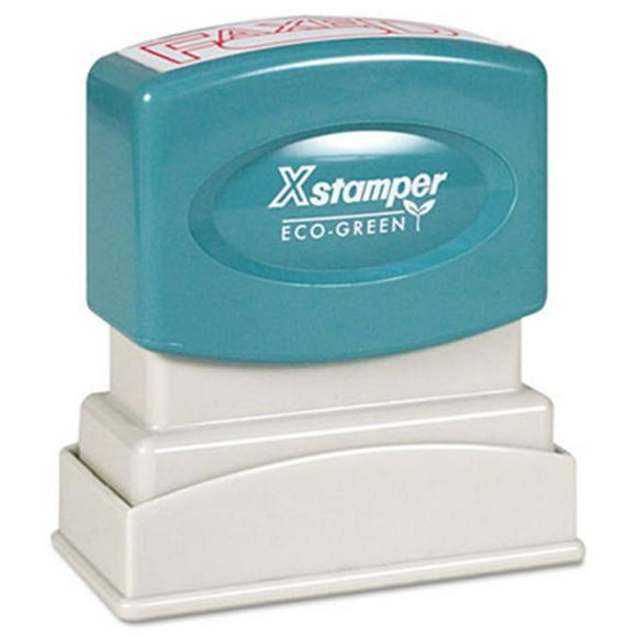 Xstamper. Eco-Green 1350 Title Message Stamp- FAXED- Pre-Inked-Re-Inkable- Red