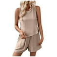 thumbnail image 6 of Heisall Women's Summer Vacation Two-piece Set - Sleeveless Round Neck Strap Tank Top & Shorts, Breathable Slim Fit Outfit for Beach Daily Wear, 6 of 9