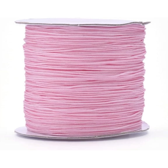 142 Yards Nylon Cord 0.6mm Nylon String Bracelet String Knotting Cord Beading Thread Jewelry Cord with Spool for Jewelry Making Necklaces Pink